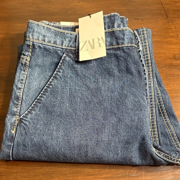 Zara Woman’s Mid Rise Relaxed Wide Leg Denim Jeans - Picture 8 of 11